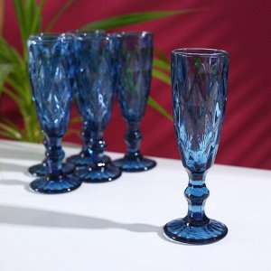Набор бокалов для шампанского Magistro «Круиз», 160 мл, 7?20 см, 6 шт, цвет синий