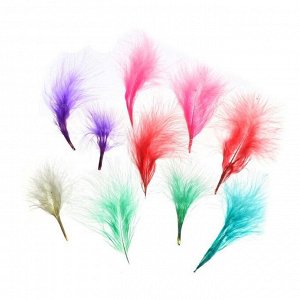 Набор перьев для декора 10 шт., размер 1 шт: 7?7 см, цвета пудровые МИКС