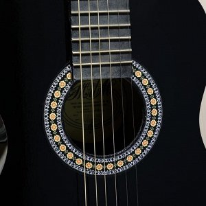 Акустическая гитара 6-ти струнная, размер 3/4, струны металл черная