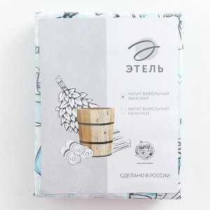 Халат женский Этель &quot;Mint mood&quot; рукав 3/4, вафля 200г/м2, 100% хлопок