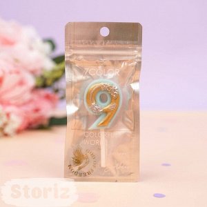 Свеча-цифра для торта "Patterned Mint", 9