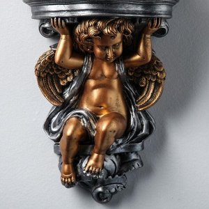 Кашпо настенное декоративное "Ангел'', серо-золотистое, гипс, 27х16х37 см
