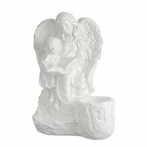 Фигурное кашпо "Дева ангел с ребенком", белый 0,4 л/ 35см