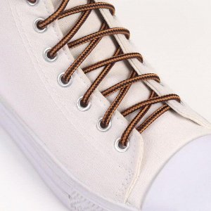 Шнурки для обуви, пара, круглые, d = 5 мм, 110 см, цвет тёмно-коричневый/бежевый