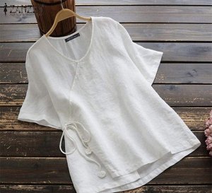 Рубашка Женская 3003 "Однотон - Сбоку Завязки" Белая