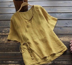 Рубашка Женская 3003 "Однотон - Сбоку Завязки" Желтая