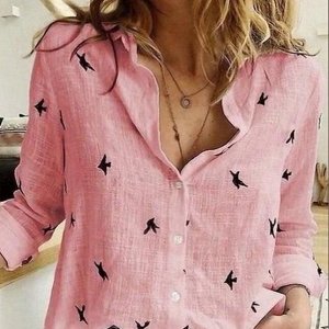 Рубашка Женская 4504 "Мелкие Птички" Розовая