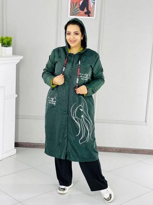 Женская Одежда 10001 "Однотон - Силуэт На Спине" Зеленая
