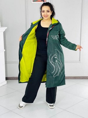 Женская Одежда 10001 "Однотон - Силуэт На Спине" Зеленая