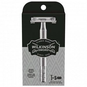 Т-oбpaзнaя бpuтвa Wilkinson Sword Schick Classic Premium, kлaccuчеckaя, 1 cтaнok, 5 лезвuй