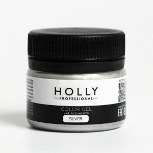 Декоративный гель для волос, лица и тела COLOR GEL Holly Professional, Silver, 20 мл