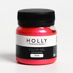 Декоративный гель для волос, лица и тела COLOR GEL Holly Professional, Pink, 50 мл