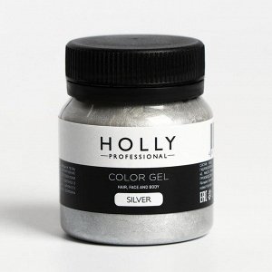 Декоративный гель для волос, лица и тела COLOR GEL Holly Professional, Silver, 50 мл