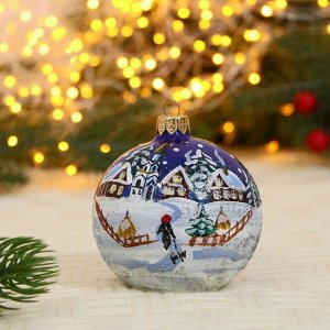Ёлочный шар d-8 см &quot;Рождество в деревне&quot; ручная роспись