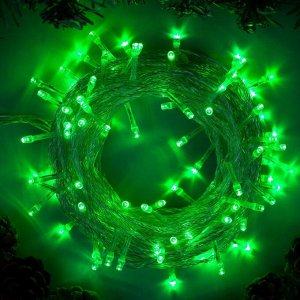 Гирлянда «Нить» 10 м, свечение зеленое прозрачный провод