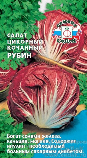 С Салат Рубин цикорный раннеспелый, красно-бордовый 0,5гр Седек/ЦВ