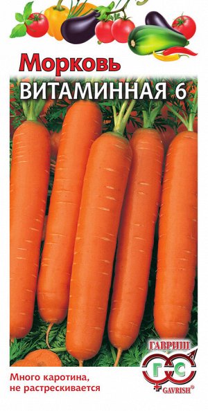 Морковь Витаминная 6 среднеспелая, можно под зиму ХИТ 2гр Гавриш/ЦВ