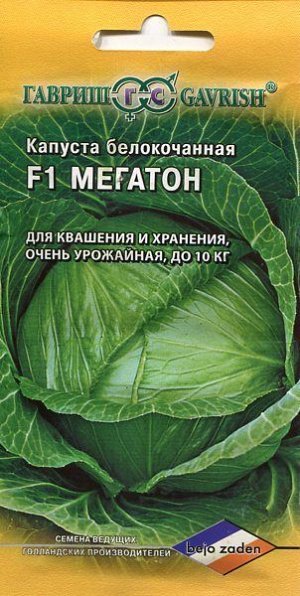 Капуста бк Мегатон F1 среднепоздняя, для квашения и хранения (Голландия) 10шт Гавриш/ЦВ 1/10