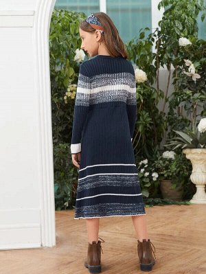 SHEIN Трикотажное платье-свитер в полоску для девочек