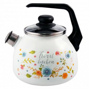 Чайник эмаль 3,0л со свистком Floral kitchen ТМ Appetite