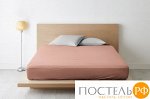 Простыня Ночь Нежна Кораллово-розовый 600 Поплин гл/кр ЕВРО 220х200 полоса новая