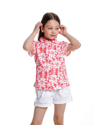 Рубашка для девочки (90-130см) 33-2159-1(2) белый/коралловый