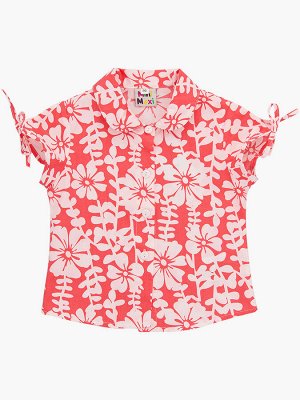Рубашка для девочки (90-130см) 2159 белый/коралловый