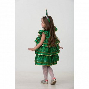 Карнавальный костюм «Ёлочка-малышка», сатин, платье, ободок, размер 26, рост 104 см