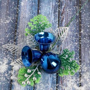 Декор "Зимняя сказка" ягодки и колокольчики 15 см, синий