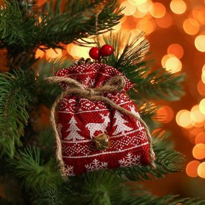 Подвеска новогодняя на ёлку «Мешочек с подарками», 8х9 см