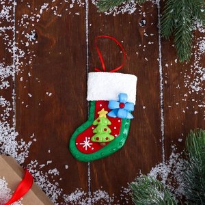 Украшение ёлочное "Рождественский носок" 7х11 см, микс