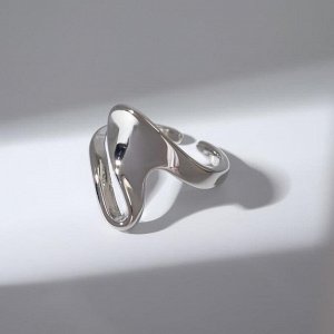 Кольцо "Завитки" изгибы , цвет серебро, безразмерное