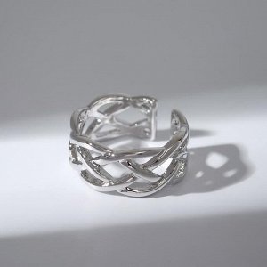 Кольцо "Тонкие нити" три звена, цвет серебро, безразмерное