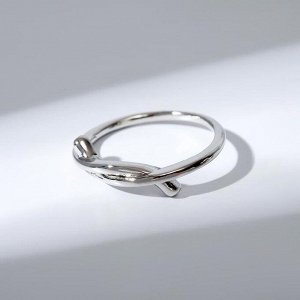 Кольцо "Волна" тонкая линия, цвет серебро, размер 17