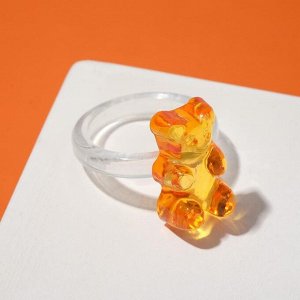 Кольцо "Мармеладный мишка", цвет оранжевый, размер 16