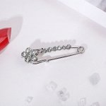 Булавка &quot;Лунная дорожка&quot; с незабудкой, 4 см, цвет белый в серебре