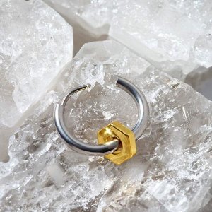 Пирсинг в ухо "Кольцо" гайка, d=1,2см, цвет серебристо-золотой