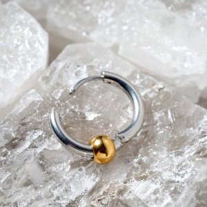 Пирсинг в ухо "Кольцо" сфера, d=10мм, цвет золотисто-серебряный