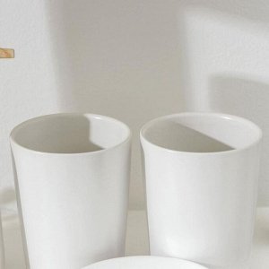 Набор аксессуаров для ванной комнаты «Эко», 4 предмета (мыльница, дозатор для мыла, 2 стакана), цвет белый