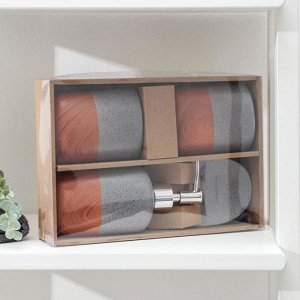 Набор аксессуаров для ванной комнаты «Микаса», 4 предмета (мыльница, дозатор для мыла, 2 стакана), цвет серый
