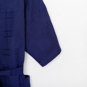 Халат вафельный мужской Этель «Дубки», цвет темно-синий, 220 г/м2, 100%хл