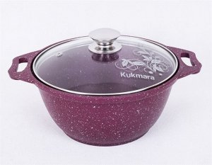 Кастрюля антипригарная литая 2,0л стеклянная крышка Trendy style mystery KUKMARA