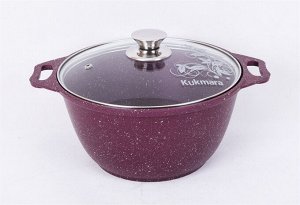 Кастрюля антипригарная литая 3,0л стеклянная крышка Trendy style mystery KUKMARA