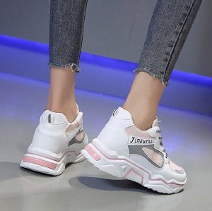Женские кроссовки, надпись &quot;Jinsurast&quot;, цвет белый/розовый/серый