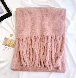 Женский шарф с бахромой, цвет розовый
