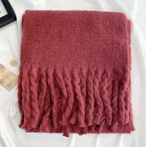 Женский шарф с бахромой, цвет красный