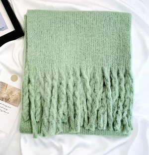 Женский шарф с бахромой, цвет зеленый