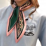 Женский шарф-галстук, принт &quot;Шотландская клетка&quot;, цвет розовый/зеленый