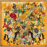 Женский платок, принт &quot;лошади, цветы и бабочки&quot;, цвет желтый