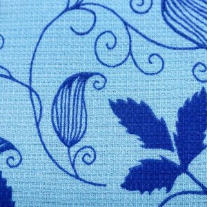 Полотенце вафельное банное "Цветы" 80х150 см, цв.синий, 150 гр/м2, 100% хл